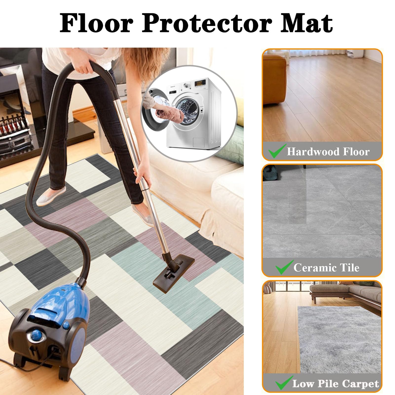 90 x 120 cm Heavy Duty Office Chair Mat for Carpeted Floor Computer Gaming Desk Chair Mat for Carpet Hard Floor Protector Mat for Rolling Chair Carpet Protector Chair Mat Floor Mat for Office Chair - Image 3