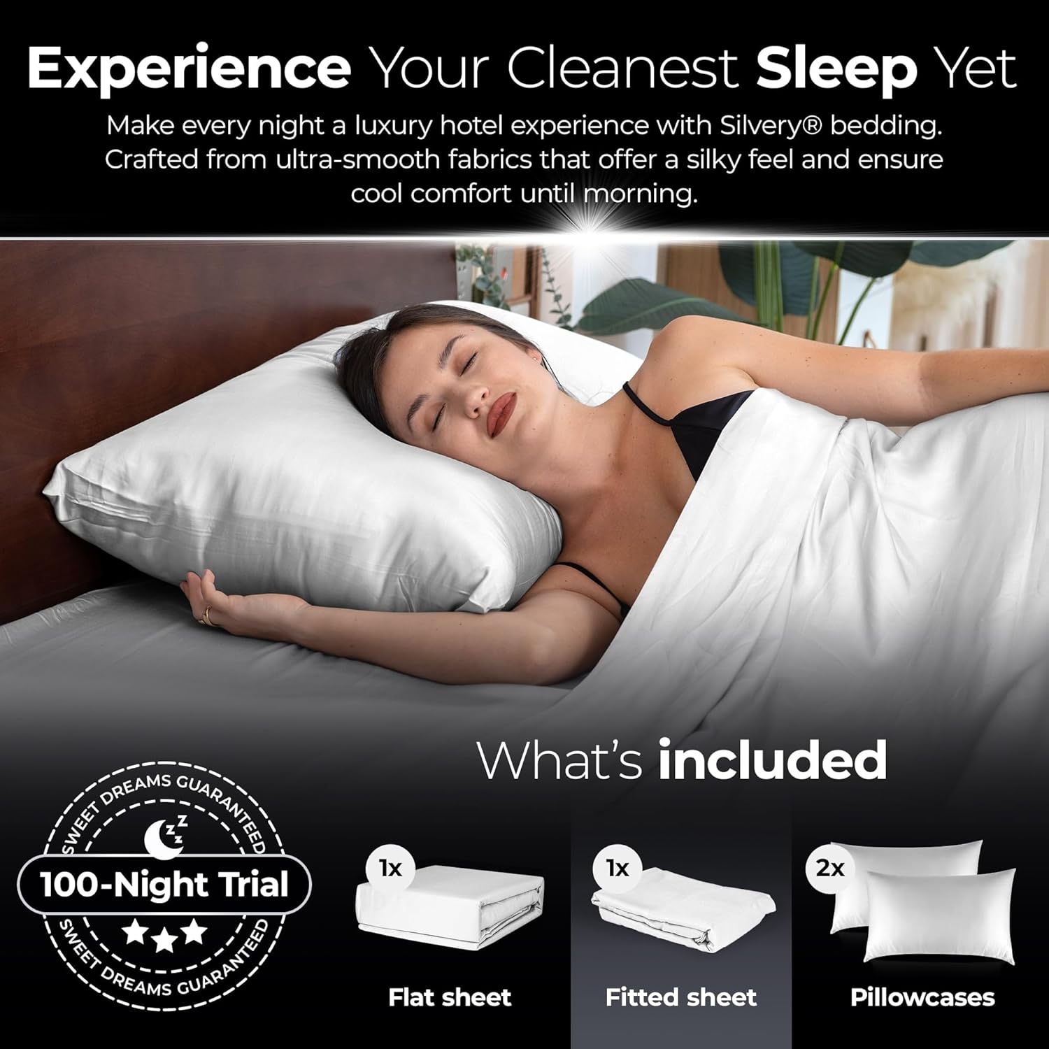 Silvery Silver Infused Bed Sheets Set - Award-Winning Self-Cooling Fabric with Self-Cleaning Silvery Technology™ That Stays Fresh 3X Longer for Hygienic Sleep (White, Queen) - Image 6