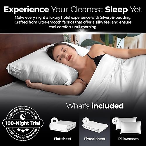 Miniatura 6 de Silvery Juego de sábanas con infusión de plata, tela de auto-enfriamiento galardonada con tecnología Silvery autolimpiante que se mantiene fresca 3