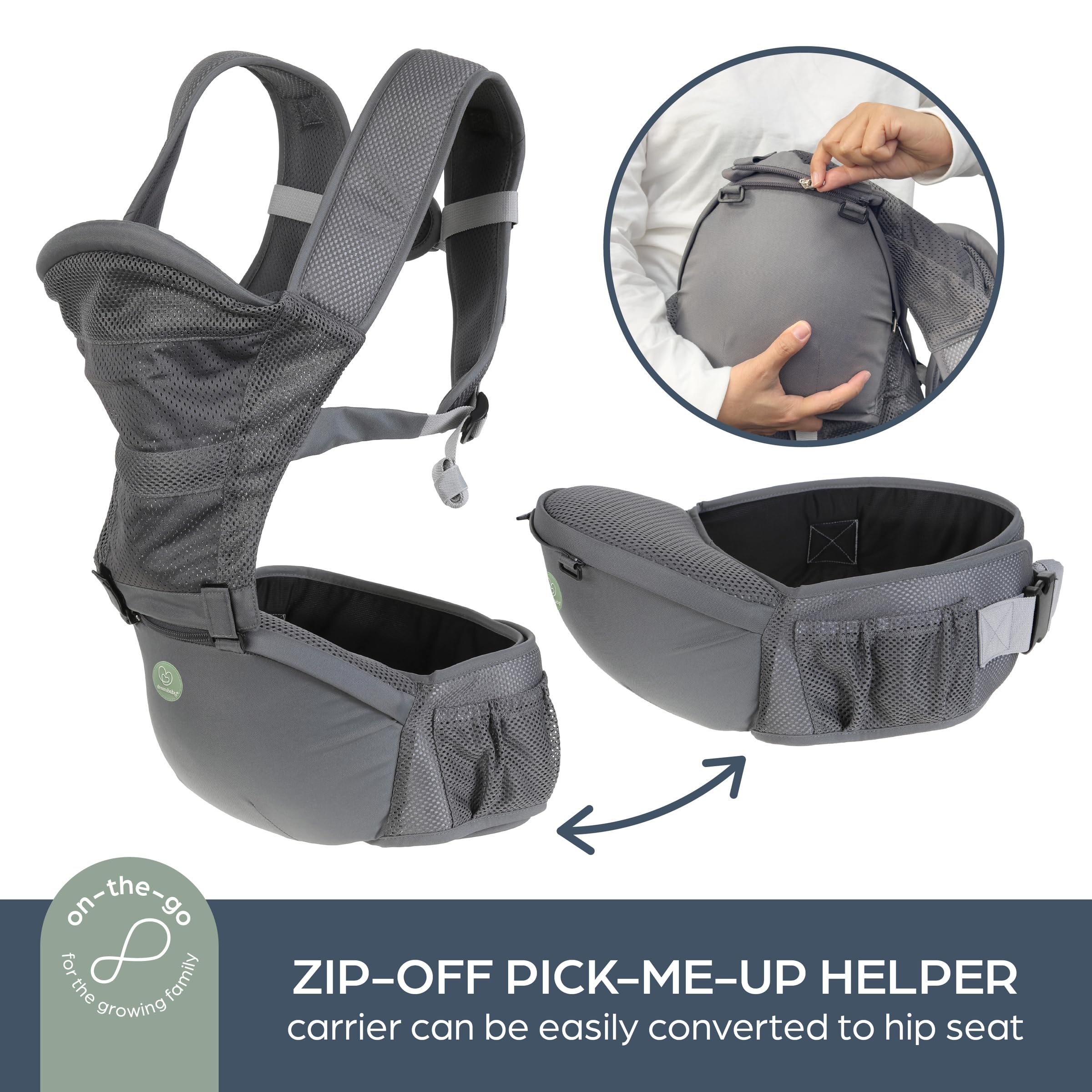 Dreambaby Elevate - Portabebés multifuncional 5 en 1, color gris