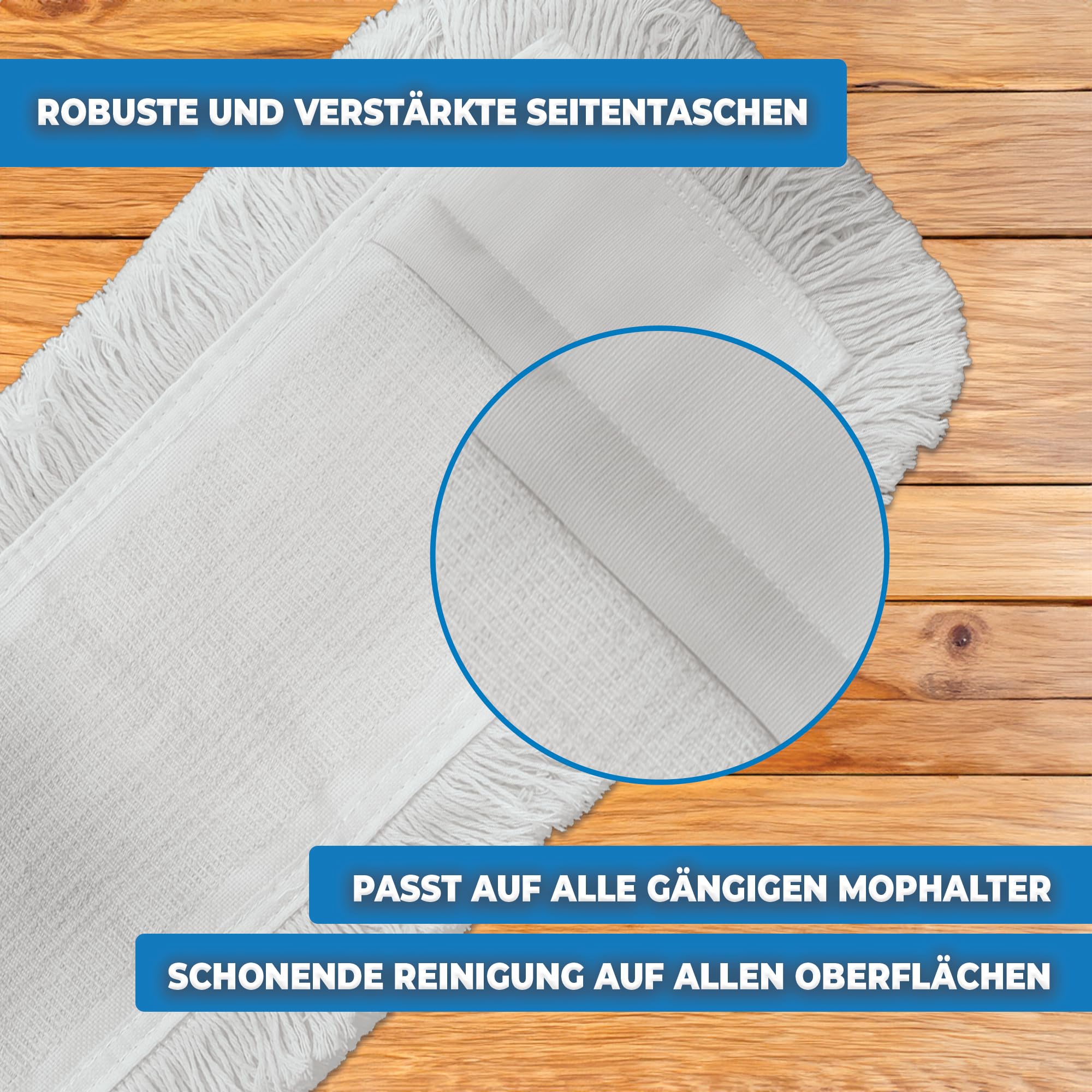 3 x bawełniany mop do składanych uchwytów 40 cm – mop bawełniany do wycierania podłogi i czyszczenia na mokro – uniwersalny środek do czyszczenia podłóg – delikatny dla prawdziwego drewna i