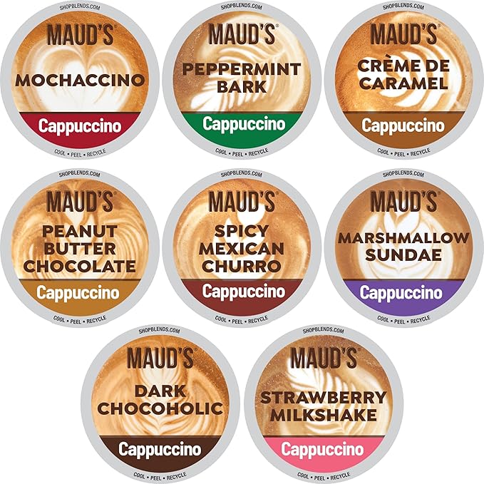 Maud's Cappuccino Coffee Pods Variety Pack, 56 ct, 8 Assorted