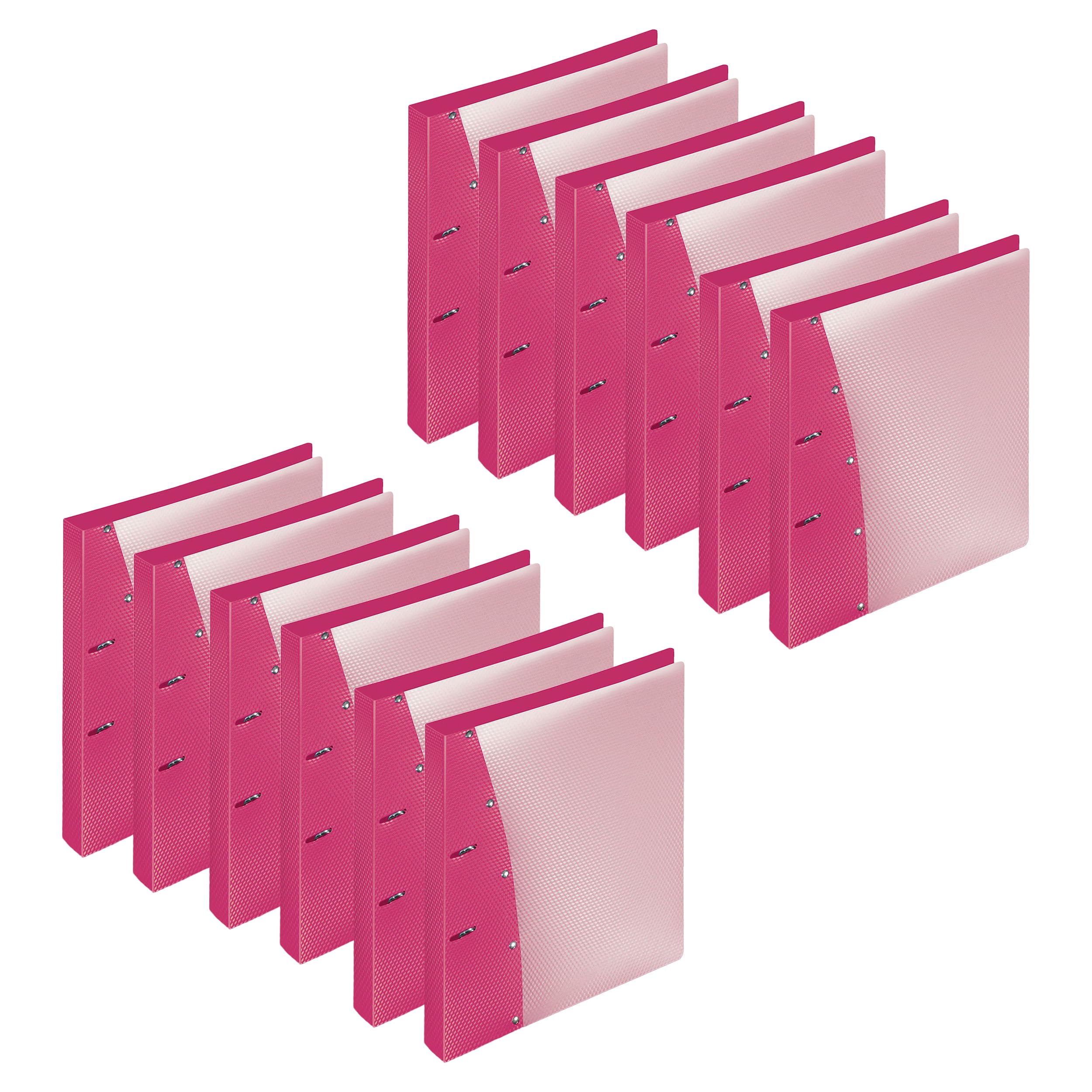 VELOFLEX - Raccoglitore A4, meccanismo 2 anelli, rosa, 12 pezzi | Plastica PP massiccia con superficie strutturata, circa 200 fogli, per ufficio, scuola e casa, design a rombi