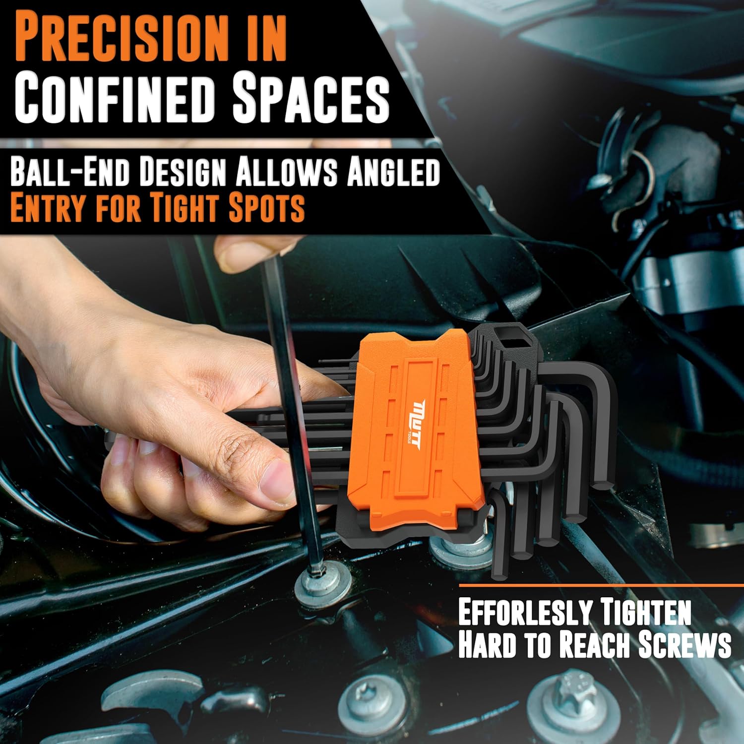 Mutt Tools 35pc Long Allen Wrench Set and Star Key Set – Includes Star, Metric and Standard SAE – Long Arm Ball End Hex Key and Security Torx