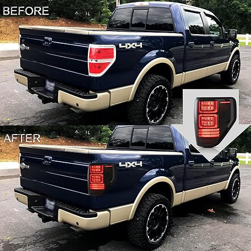 Miniatura 8 de VLAND Faros delanteros con montaje de luces traseras ahumadas para Ford F-150 2009-2014 faro LED completo con DRL dinámico señal de giro secuencial