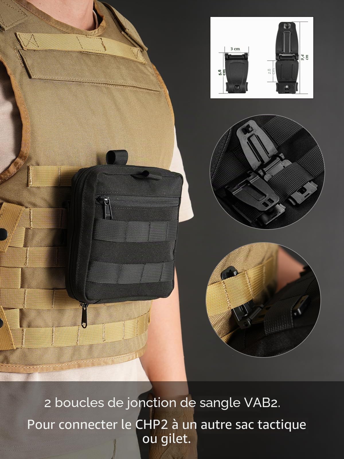 VIPERADE CHP2 Molle Sac Tactique, Pochette EDC, Sacs Tactiques Molle, Organisateur EDC, Pochette Molle Utilitaire 500D pour Outils EDC/Stockage numérique/Camping Bush Craft Survival