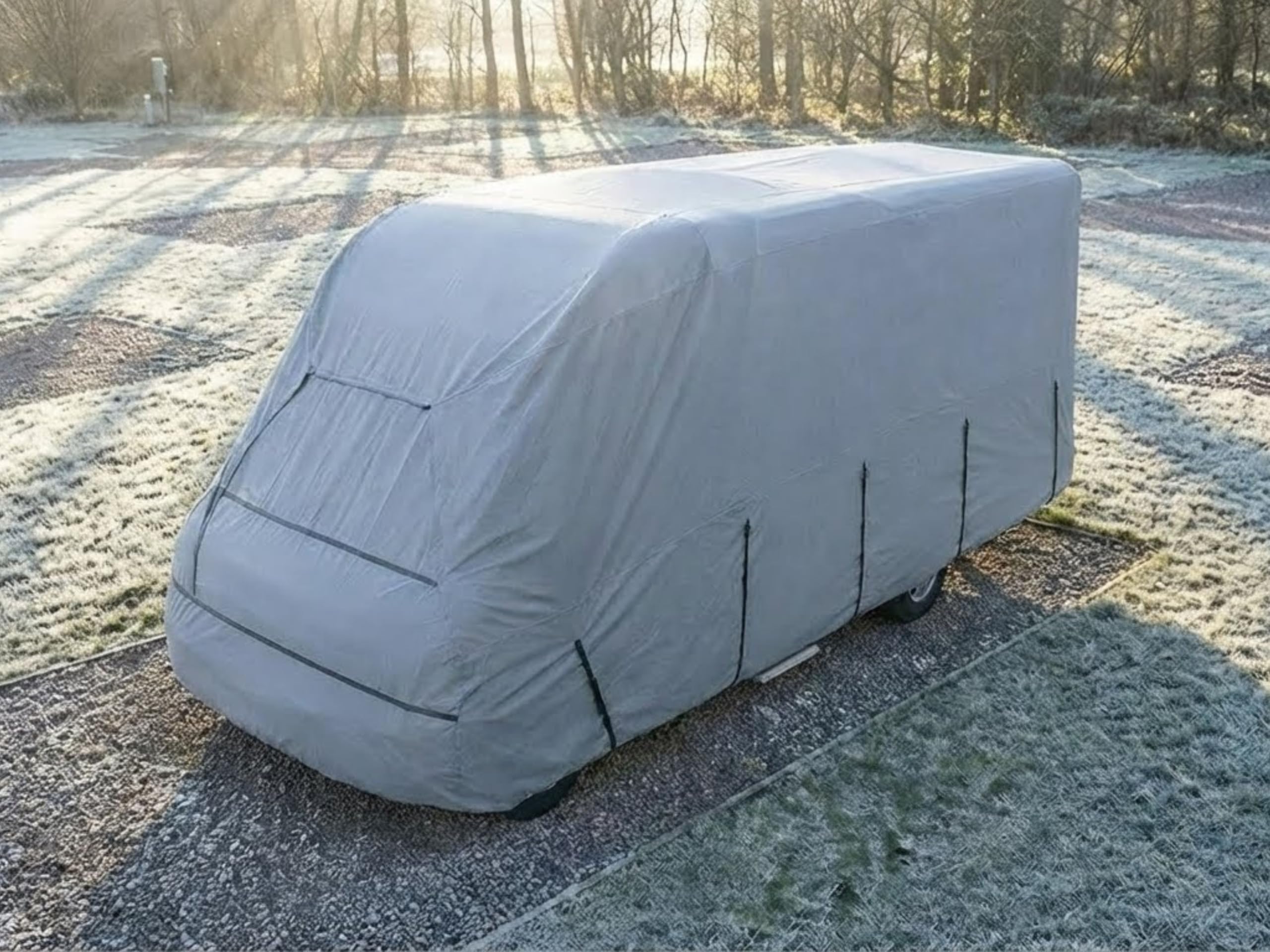 Deiwo Funda protectora para autocaravana, tamaño S-XXL, 570-750 cm, 3 capas, 160 g/m², transpirable (S (235 x 570 x 270))