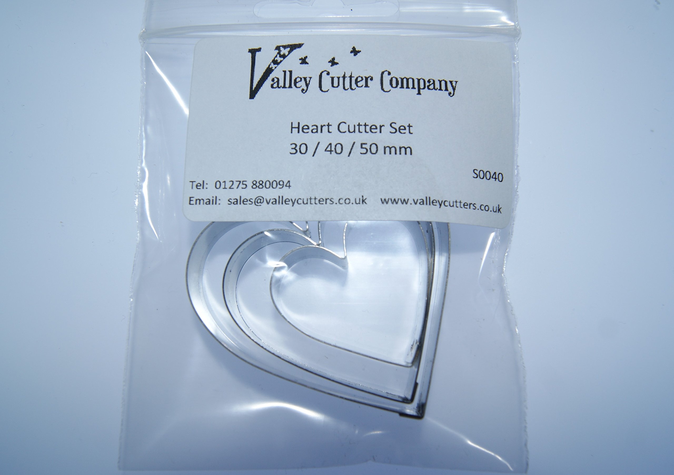 Heart Cutter Set (30/40/50mm), Stainless Steel Sugarcraft Cutter, Valley Cutter Company, Sugarcraft, Cake Decorating, FIMO - Image 2