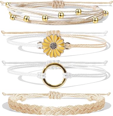 HUASAI Boho Friendship Bracelets Summer Beach Jewelry for Women Trendy Stuff Adjustable Handmade Waterproof String Surfer Bracelets Stack