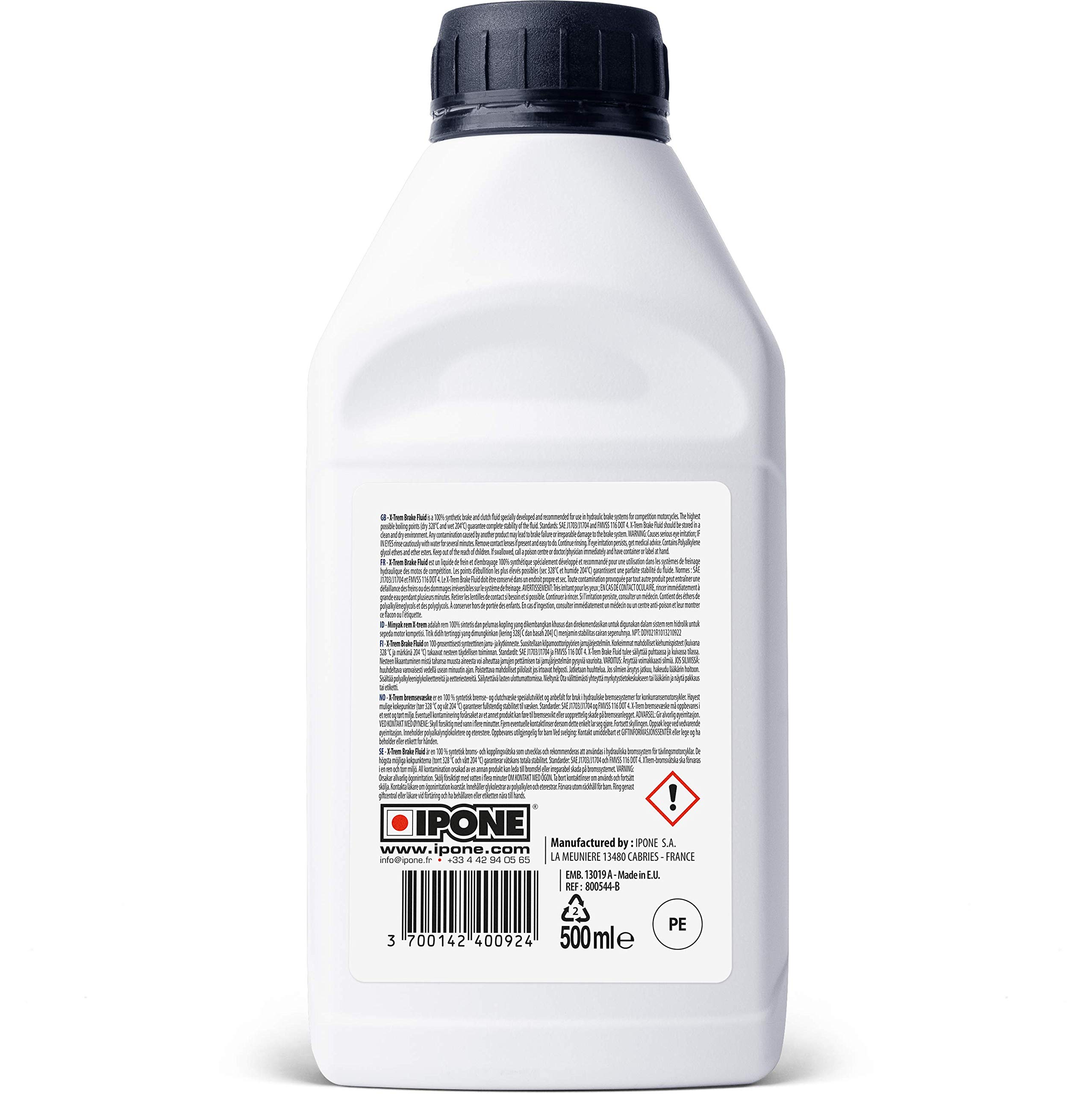 Amazon.fr : IPONE - Liquide de Frein et Embrayage Moto  Spcial  Comptition  X-Trem Brake Fluid  100% Synthtique - Point d'bullition  trs lev 328C - Compatible dot 4 - 500 ml