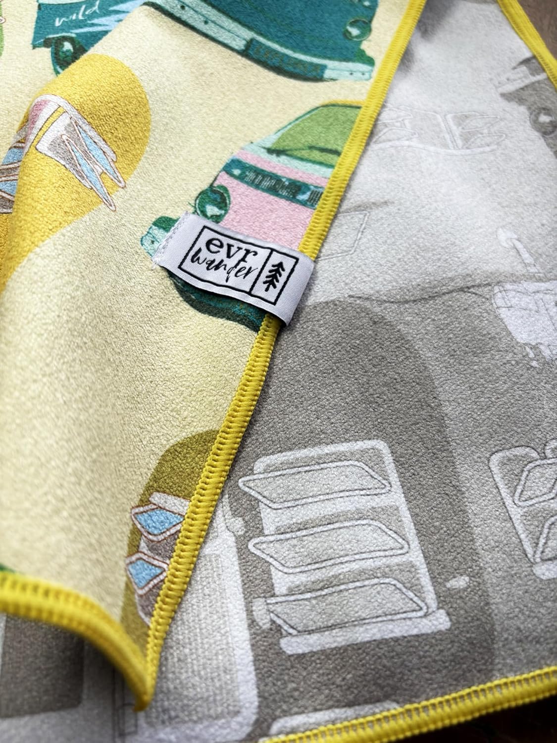 Happy Camper Beach Towel – Fast Dry Microfiber Towel, Ultra-Light & Super Absorbent. Sand Resistant Travel Towel for Beach, Pool, Camping, Yoga & Outdoor use.