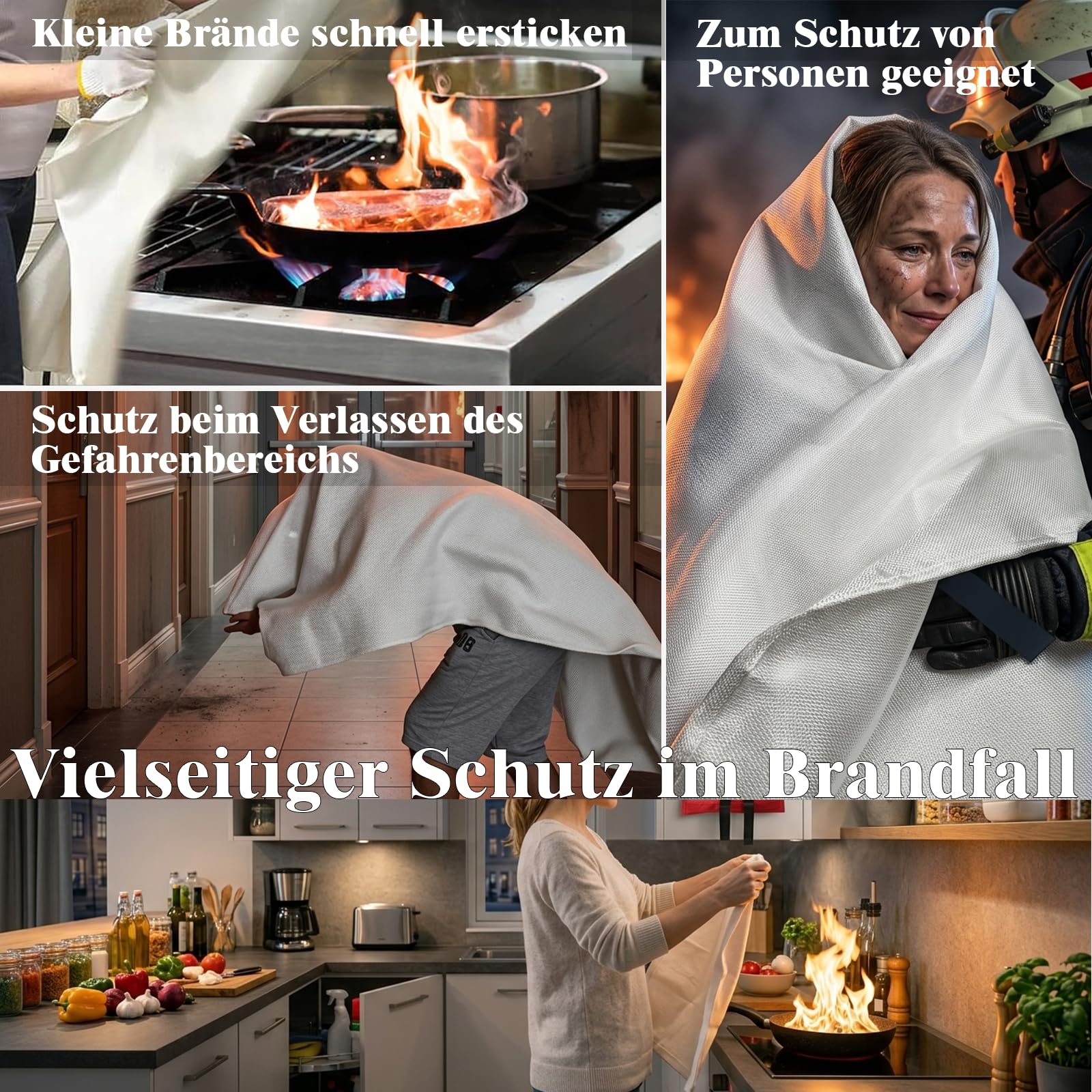 TARKIN Manta ignífuga de fibra de vidrio para cocina, protección contra incendios, para coche, escuela, chimenea, barbacoa, oficina, garaje, soldadura, almohadilla, 1,8 x 1,8 m