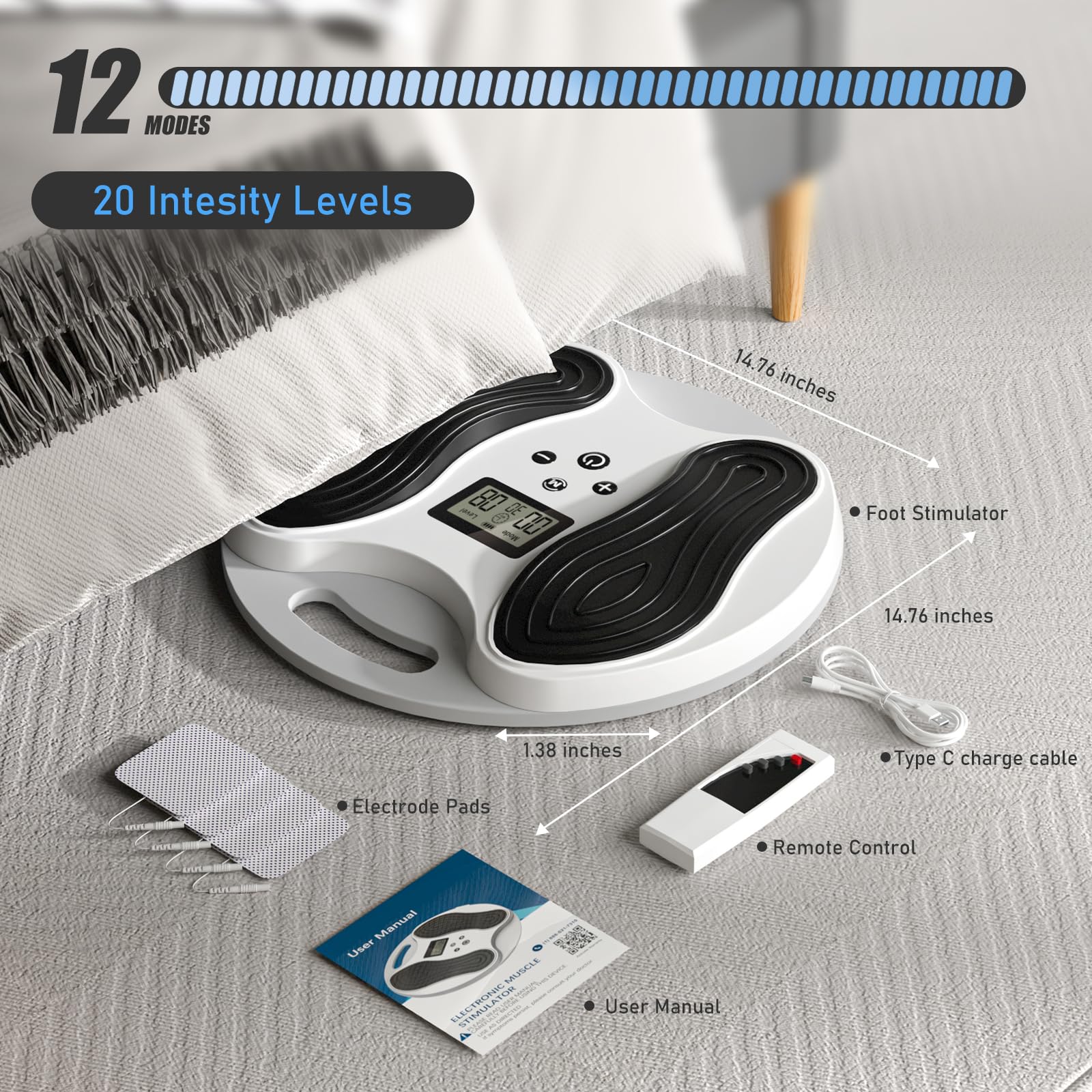Masseurs de pieds rechargeables pour la douleur et la circulation, masseur de pieds EMS, machine de circulation des pieds, masseur de pieds sans fil EMS et TENS, pour soulager la douleur neuropathie