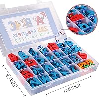 Vista 4 de 235 letras magnéticas con tablero magnético, 2 bolígrafos magnéticos borrables y caja de almacenamiento, regalo de alfabeto ABC de espuma