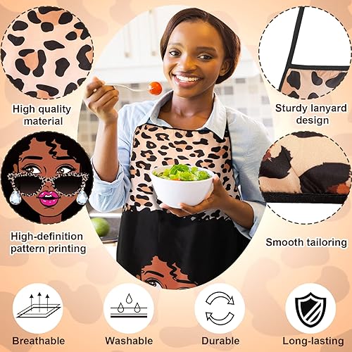 Miniatura 4 de Eurzom 3 delantales afroamericanos para mujeres negras, delantales de arte impermeables con estampado africano para hornear, jardinería, cocina,