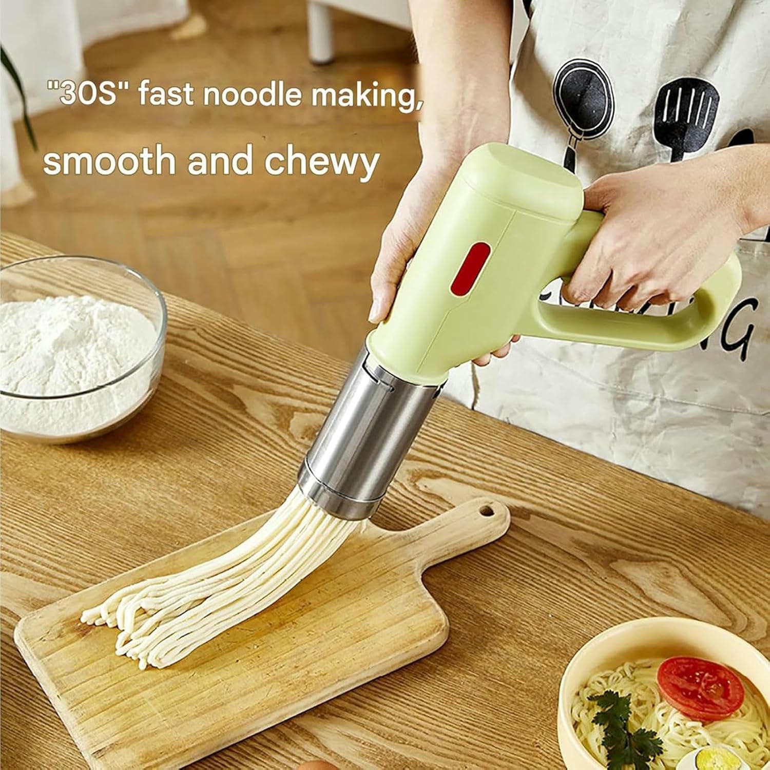 Pasta Maker Machine Pasta Extruder, Electric Handheld Cordless Noodle Maker Automatic Dough Pressing Machine with 5 Molds to Make Spaghetti Ramen, Easy to Clean