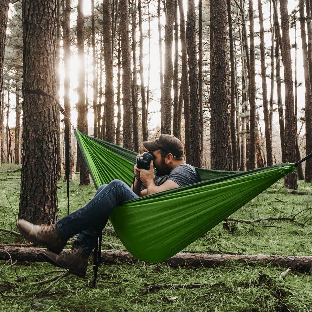 ETROL Camping Hammock,Double & Single Portable Parachute Hammock with Tree Straps,Lightweight Outdoor Tree Hammocks for Beach Travel Backpacking Backyard Patio Hiking - Comes with 2 Carabiner