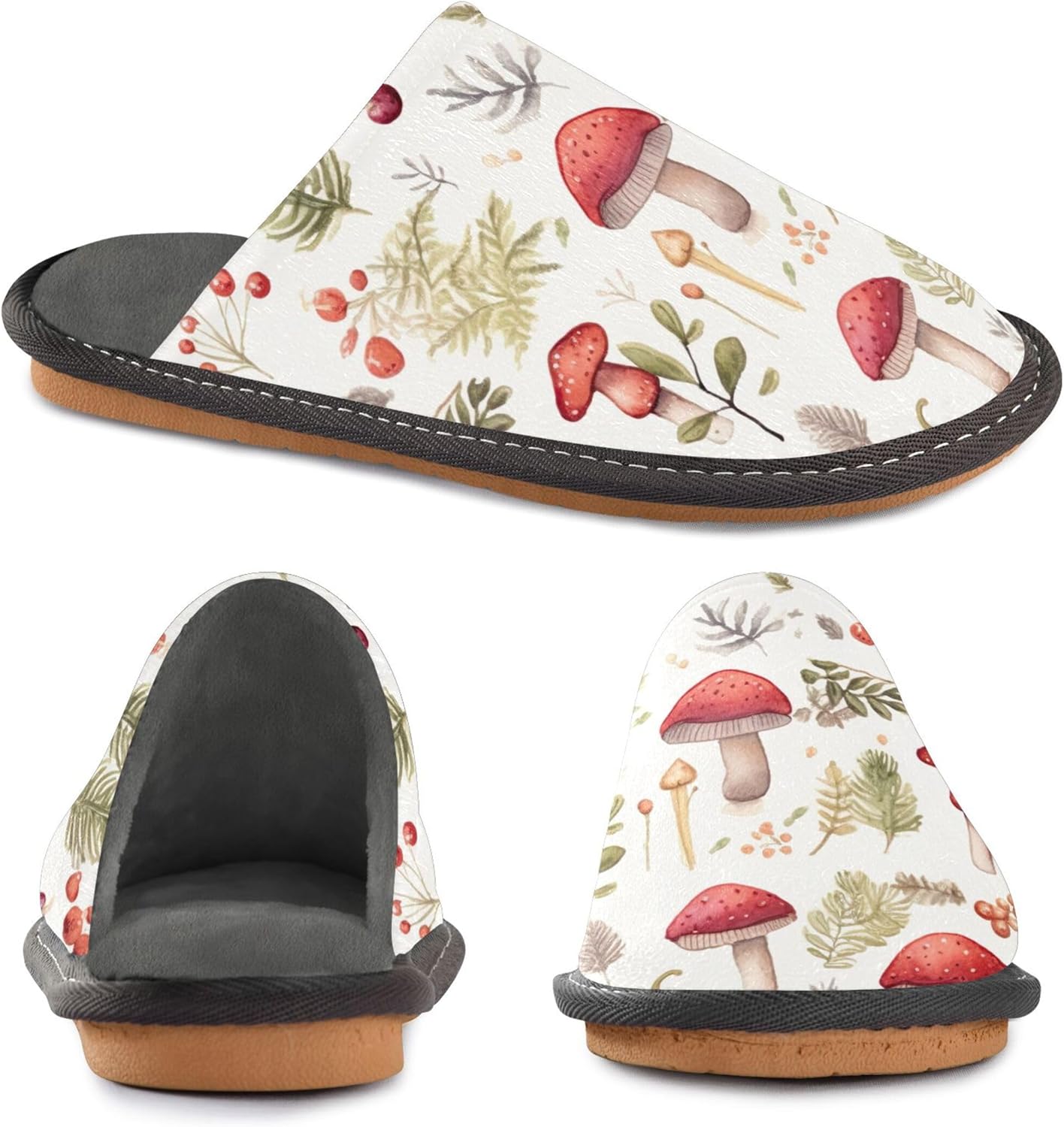 Mushroom House Slippers – Cozy Fuzzy Slippers for Guests, Washable & Disposable, Perfect for Shoeless Home, Spa & Hotel Use A110257