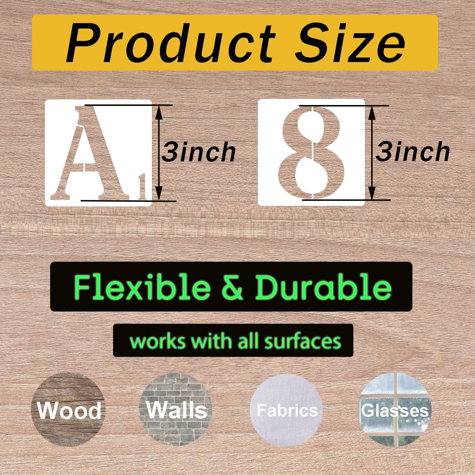 Lot de 42 pochoirs de lettres de l'alphabet réutilisables en plastique pour peinture sur bois, mur, tissu, roche, tableau noir, signalisation, porte, porche, projets artistiques de bricolage