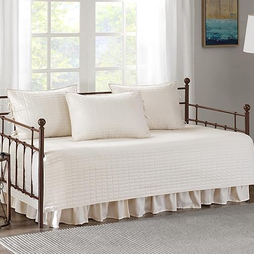 Vista 18 de Comfort Spaces Funda para sofá cama - Lujosa de doble cara - Acolchado, ropa de cama acogedora para todas las estaciones con falda de cama, fundas a