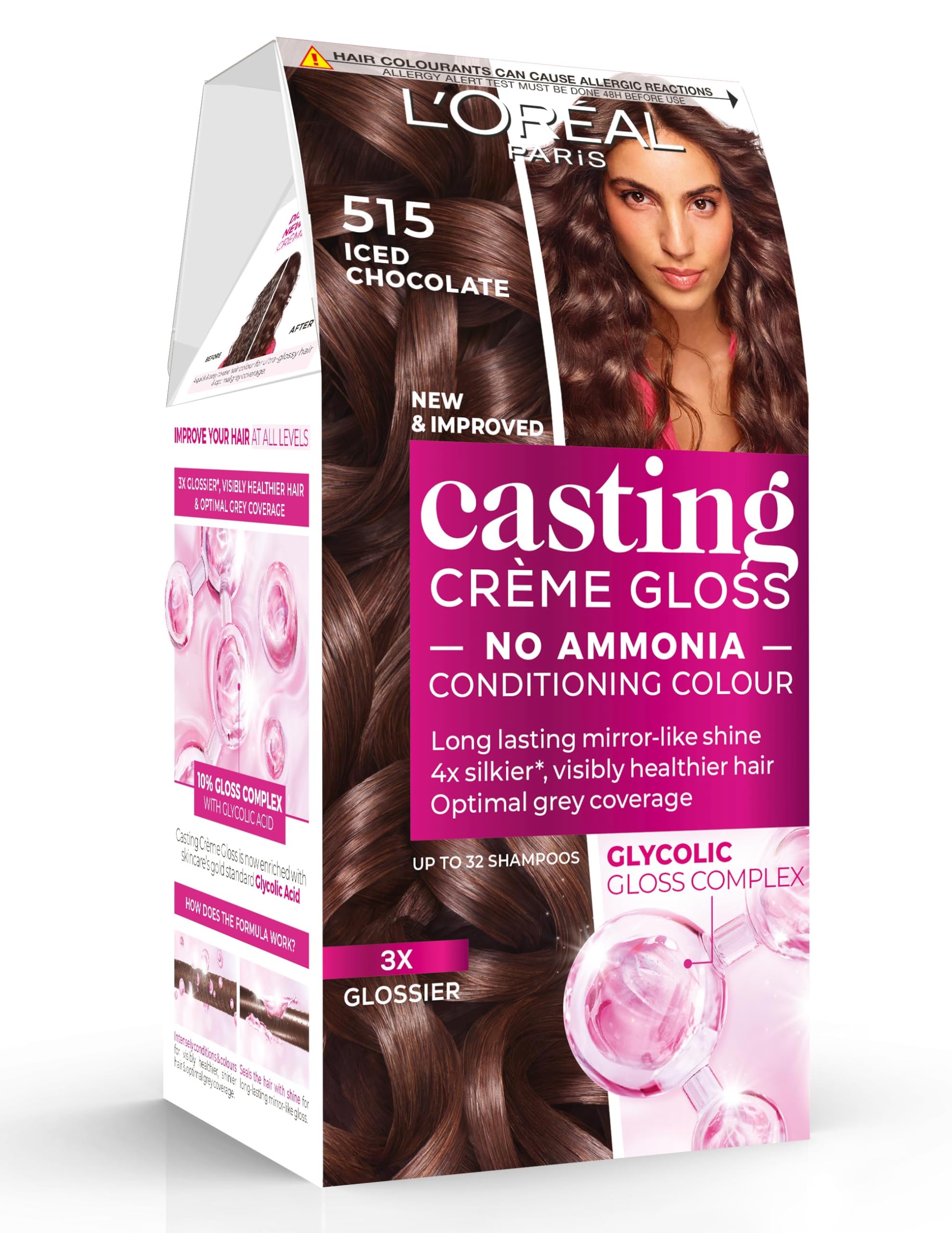 Casting Crème Gloss 515 Iced Chocolate: No Ammonia, Lasts 32 Washes. Up to 3x Glossier, 4x Silkier, Visibly Healthier Hair.
