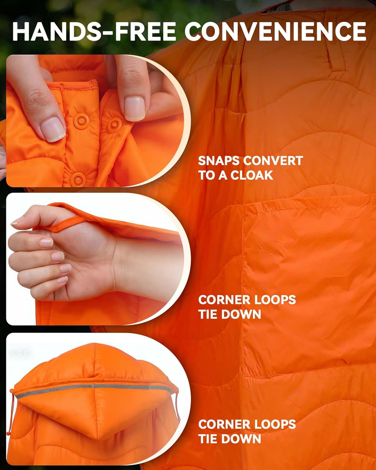 Camping Blanket Ultralight, 3 Season Waterproof & Windproof, Packable Outdoor Blanket for Camping, Hiking, Backpacking, Hammock,Stadium, Picnics（Orange）
