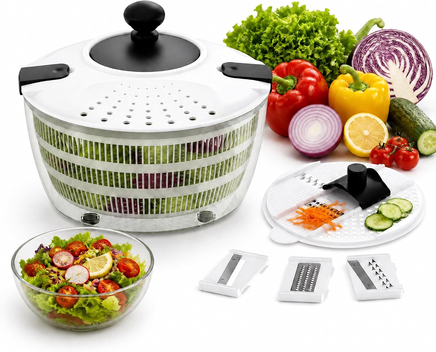 4.2 Quarts Salad Spinner & Mandoline Slicer Set with 5 Blades