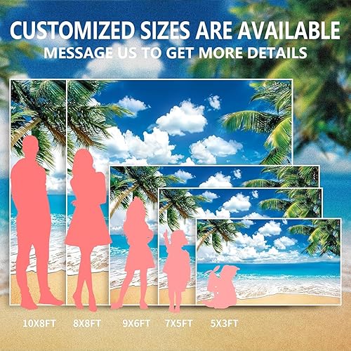 Miniatura 5 de Humkat - Telón de fondo de playa hawaiana y océano, 2.4 x 1.8 m, tela de verano para fiesta tropical, para decoración interior y exterior, banner de