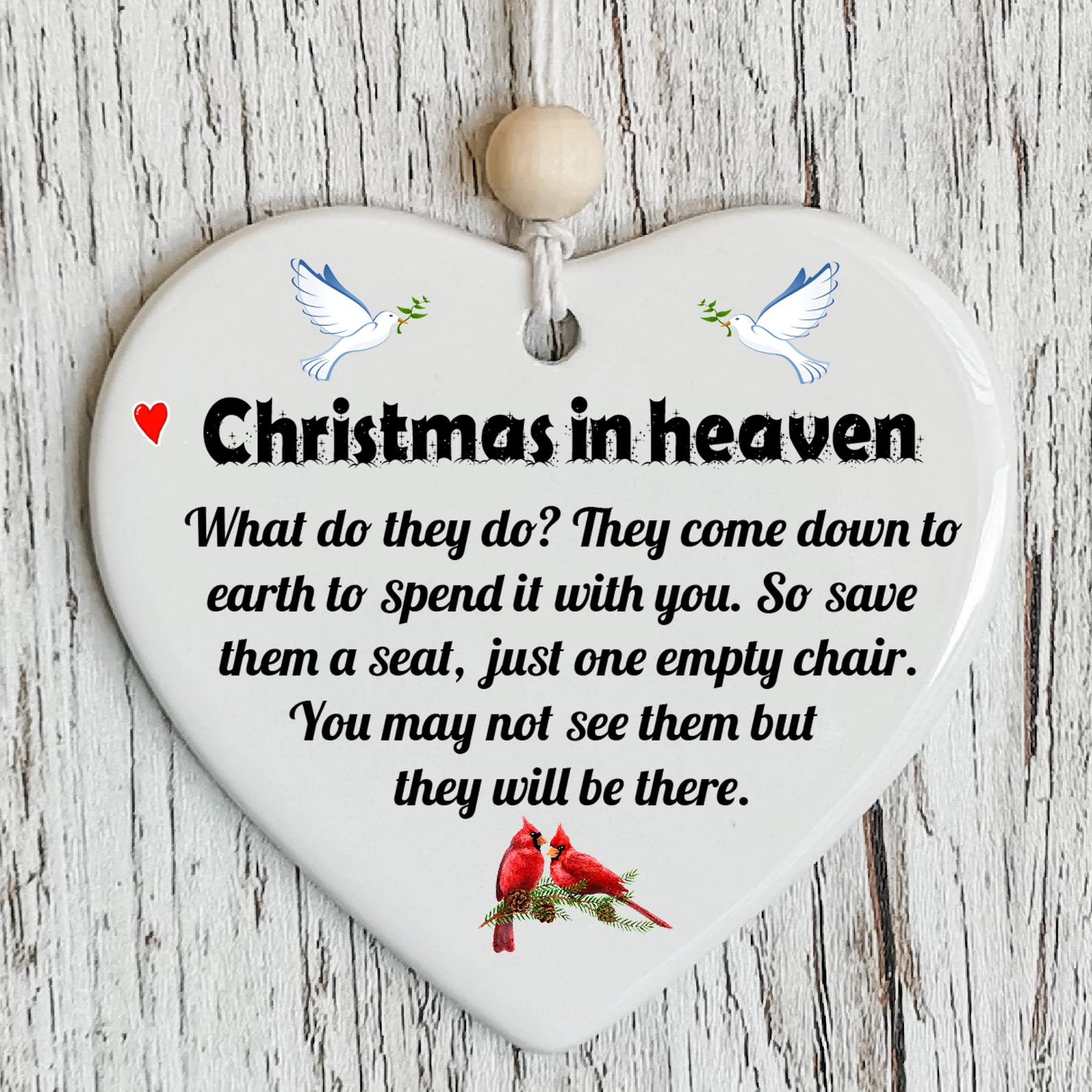 Christmas in Heaven Poem Ornament Xmas Tree hanging Decoration Memorial Plaque Gift in memory of loved ones in heaven christmas decoration - Image 3