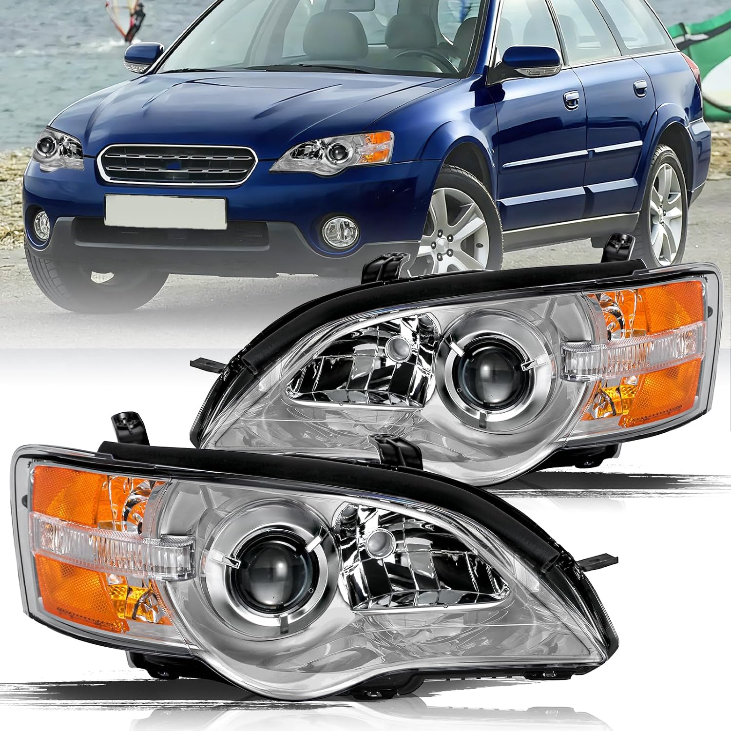 Aosky Halogen Headlight Assembly Pair for 2005–2007 Subaru Outback