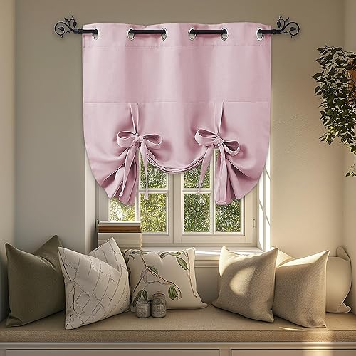 Vista 26 de Pony Dance - Cortinas decorativas para ventanas de cocina con aislamiento térmico para decoración navideña del hogar, ahorro de energía, con ojales