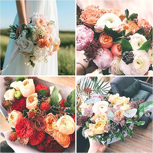 Miniatura 6 de 20 hojas de papel de regalo de flores, 22.8 x 22.8 pulgadas, papel de regalo floral de doble cara para boda, graduación, día de San Valentín