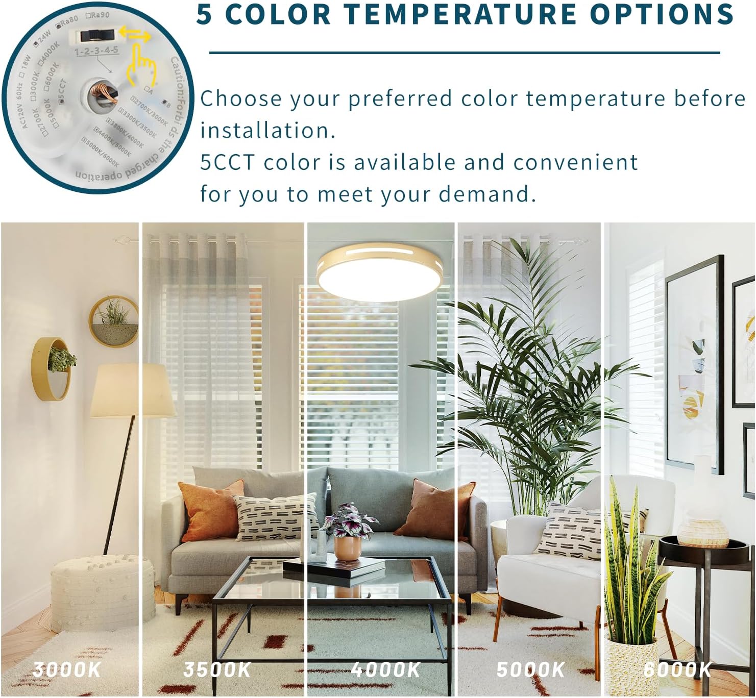 Gold Flush Mount Ceiling Light Fixture LED,24W Kitchen Light Fixture Ceiling Mount Dimmable 2 Pack,12 inch Close to Ceiling Light Fixture 5CCT for Bedroom, Bathroom, Living Room