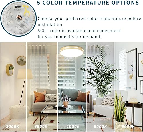 Miniatura 4 de Lámpara LED de techo de montaje empotrado dorada, lámpara de baño de 24 W, montaje de techo regulable, juego de 3, 12 pulgadas, cerca de techo, 5CCT