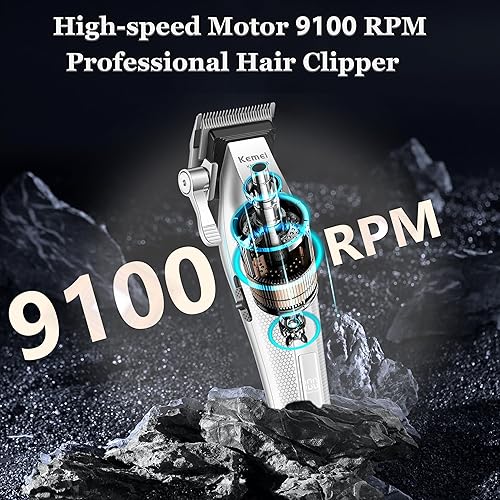 Miniatura 3 de KEMEI Cortapelos profesional para hombres, cortapelos inalámbricos con cuerpo de metal completo, recortadora de pelo DLC con pantalla LED, KM-1798,
