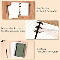 Vista 9 de Yoment Leather Journal Notebooks for Work Refillable 224 Page 100 GSM Thick 5 Subject Notebook with Removable Dividers Tabs Hardcover Notebook for
