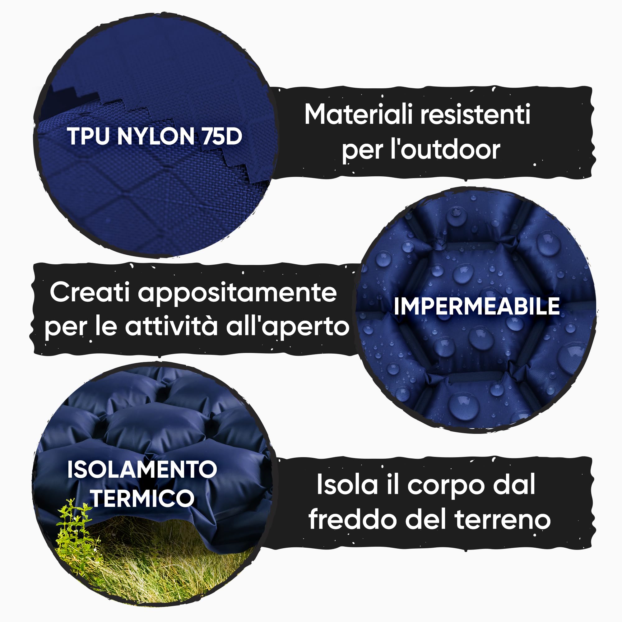 POWERLIX Materassino Campeggio Ultraleggero Ideale per Campeggio, Escursionismo, All'aperto, Materasso Gonfiabile Compatto e Leggero - Airpad, Kit di Riparazione Borsa per il Trasporto