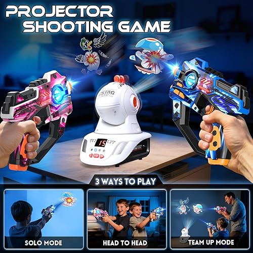 Miniatura 5 de Juego de pistolas electrónicas para niños y adultos (3 +) - Juego de disparos electrónicos para 2 jugadores con pantalla LED digital de puntuación
