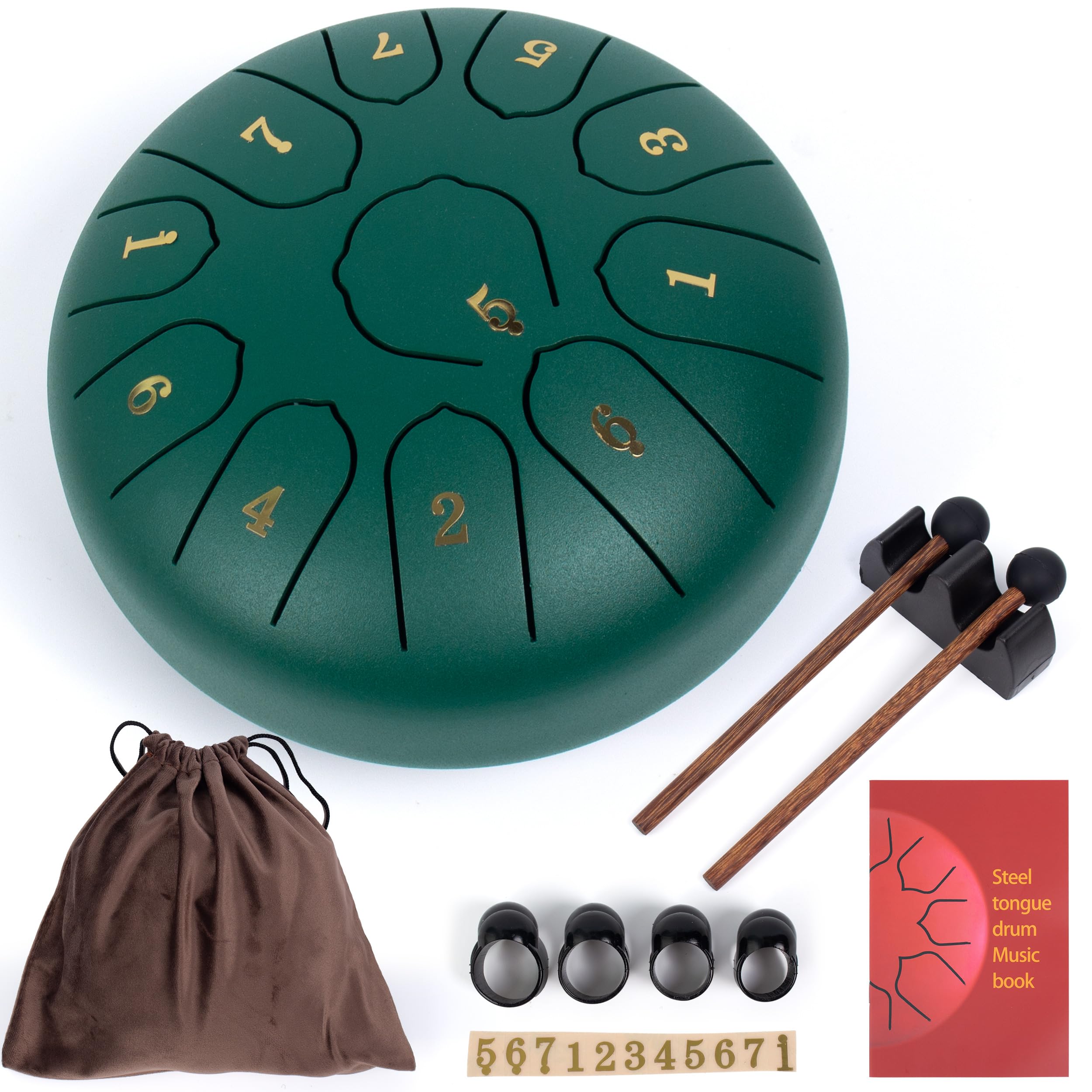 Tambor de lluvia para exterior, 6 pulgadas, 11 notas, tambor de lengua de acero, instrumento principal de acero para yoga, meditación, educación musical, regalo, verde