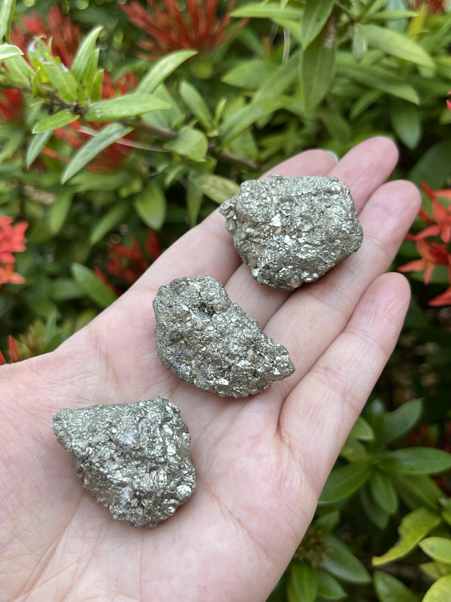 GAF TREASURES 3 Pcs Raw Pyrite Crystals, Natural Pyrite Stone, Natural Rough Pyrite Crystals, Pyrite Rough, Pyrite Healing Crystals (Pyrite)
