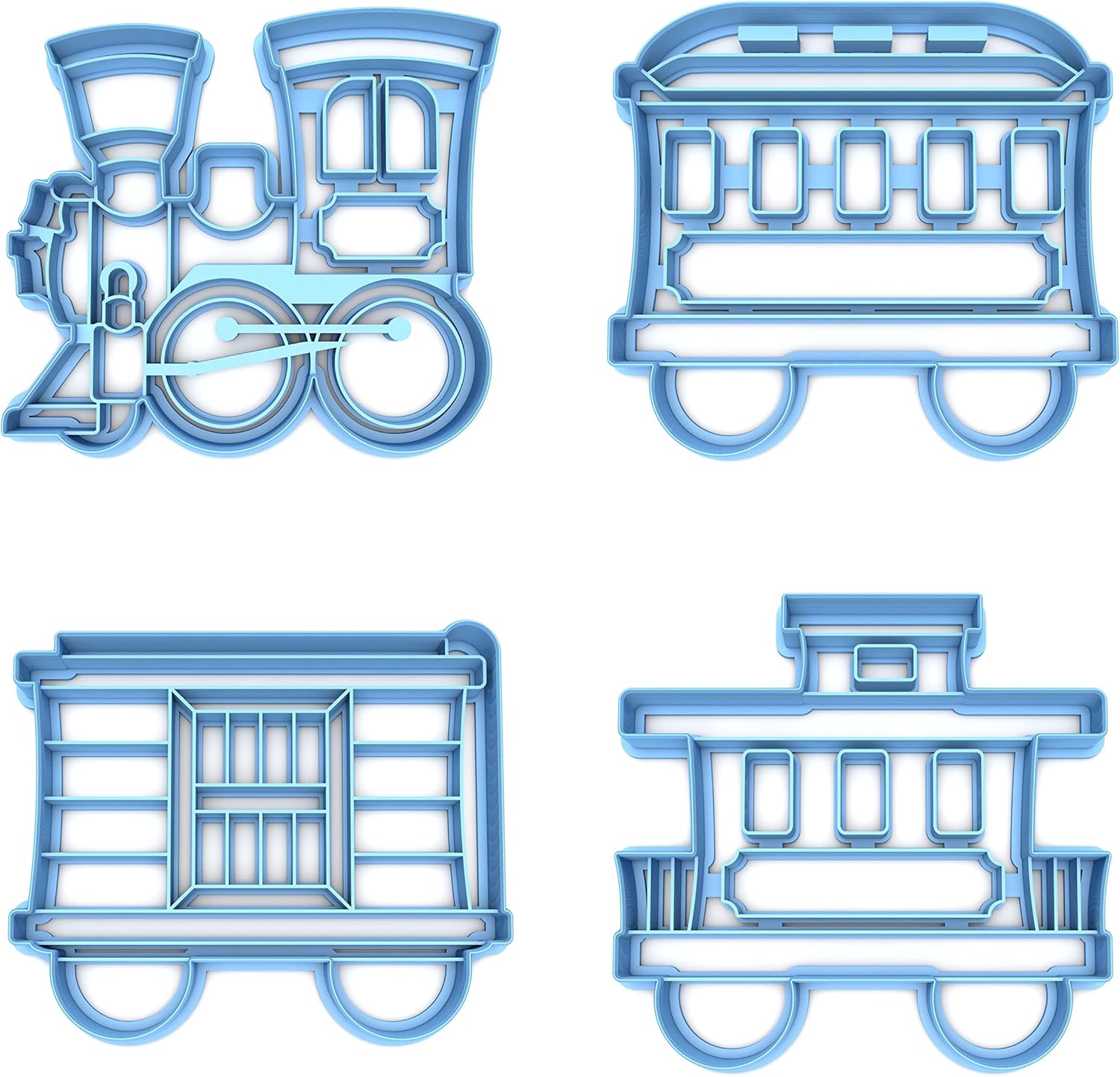 Inc Set of 4 Train/Locomotive Cookie Cutter - Dishwasher Safe (4")