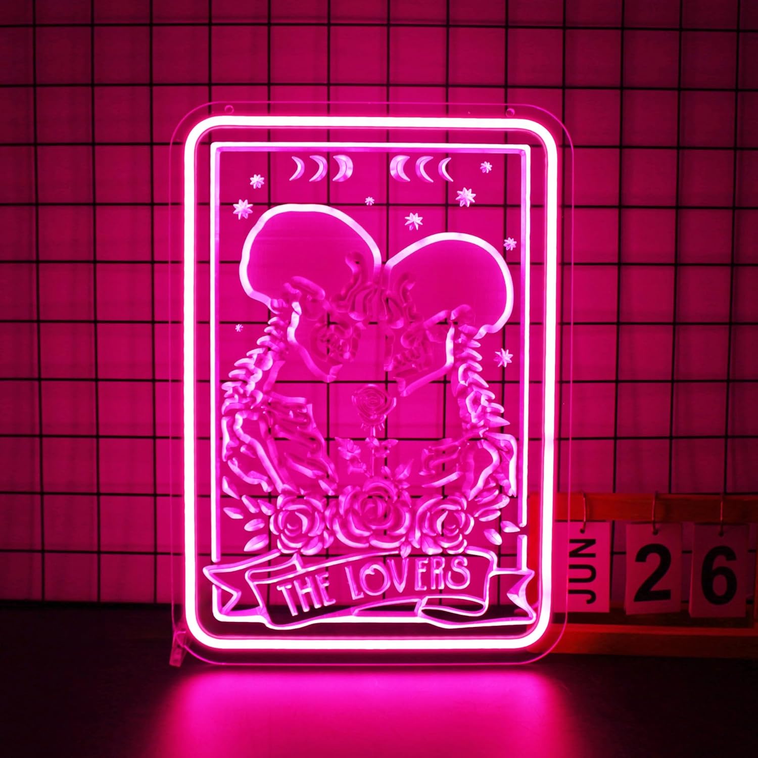 Neon Sign, Skull Lover Neon Signs for Wall Decor - Pink LED Light for Man Cave, Bedroom, Gaming Room - USB Powered Light Up Sign Halloween Christmas Party Decoration - Image 7