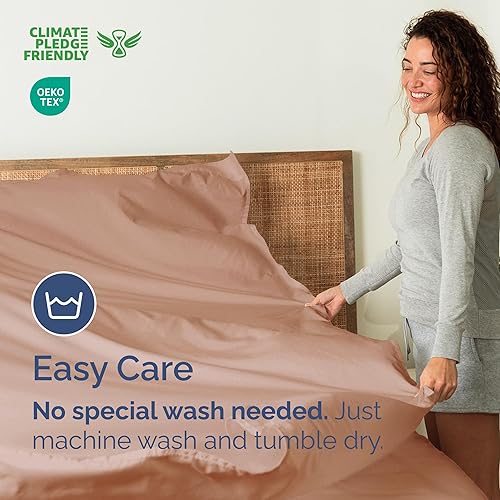 Miniatura 27 de Sábana encimera de bolsillo profundo, más suave que el algodón egipcio, 1 sábana encimera para colchón tamaño individual XL 21 - Spa Blue