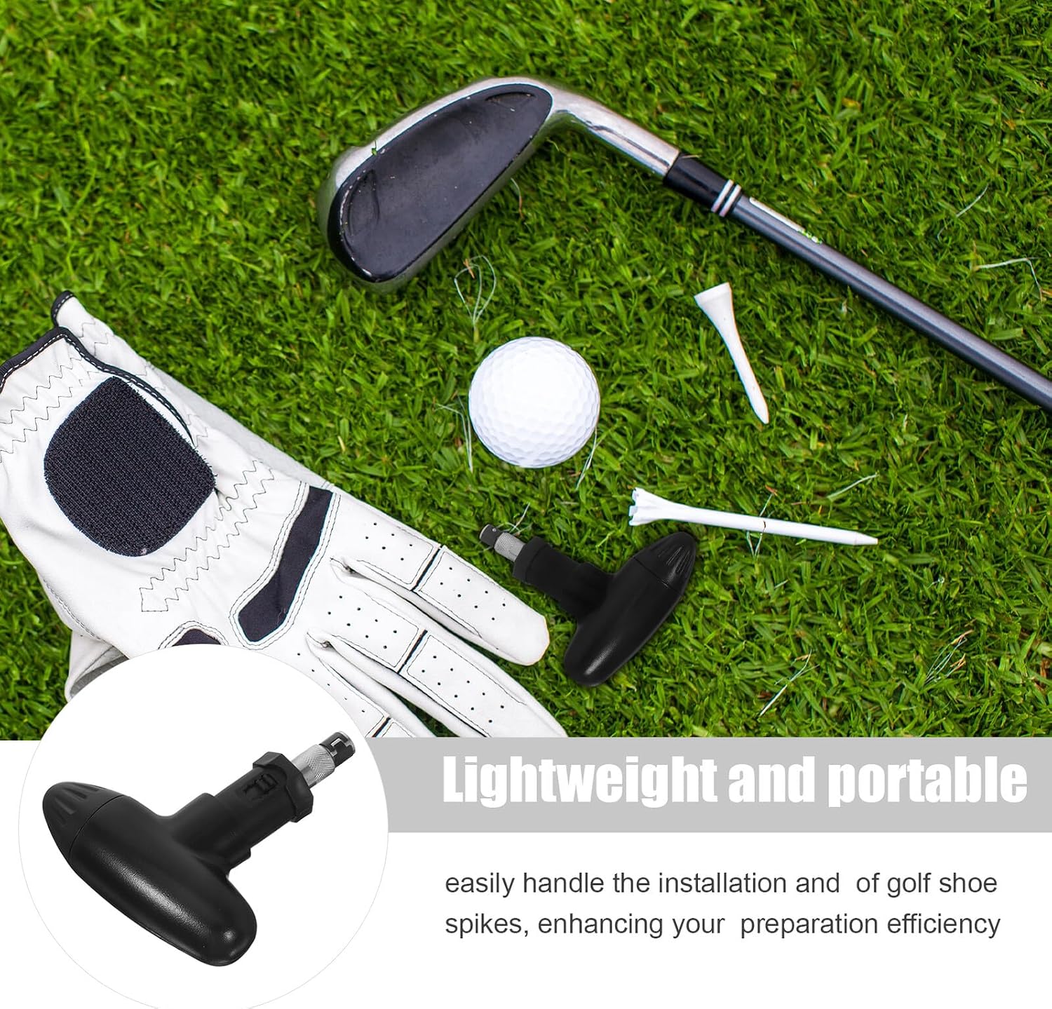 Cabilock Golf Spike Remover Wrench Tool with Ratchet Action Sturdy Steel Spanner for Golf Shoe Cleats Adjustment and Nail Replacement Spike Wrench for Easy and Cleat Maintenance
