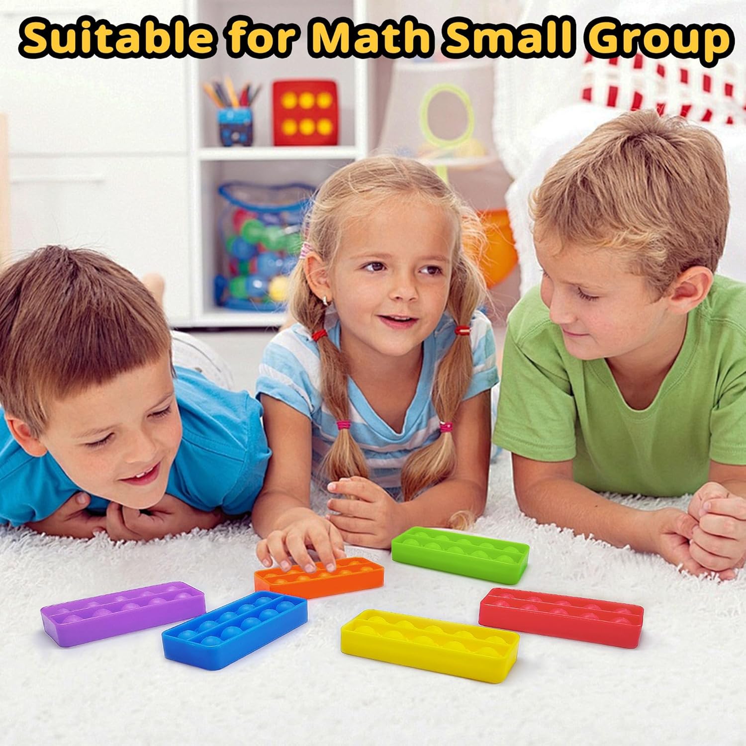 6 PCS Ten Frame Quiet Sensory Bubble Poppers，Focus Tool for Toddlers 3-6 Years Old，Math Manipulatives Silicone Pop Fidget Toys for Preschool Kindergarten Classroom