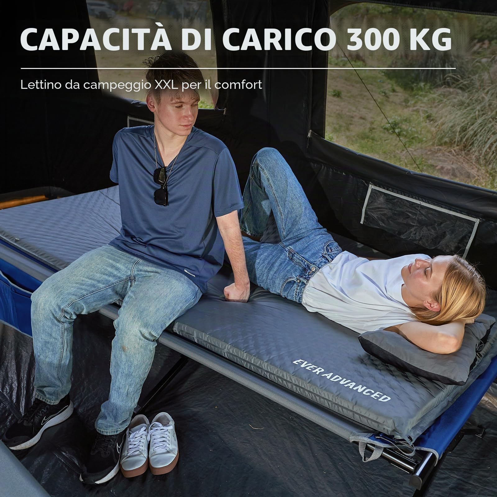 EVER ADVANCED Letto da campeggio per adulti, supporto da 250 kg