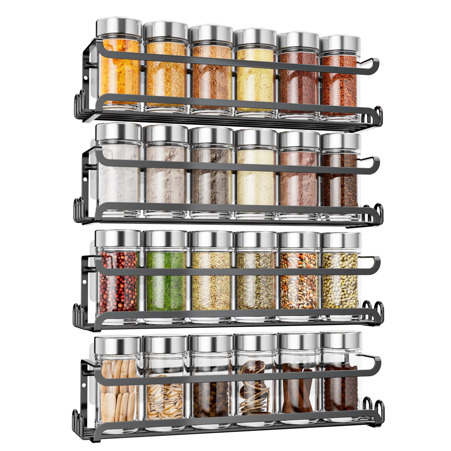 Locking Spice Rack Amazon.com: LUCYCAZ 4 Pack Wall Mounted Spice Rack with 16 Hooks, Spice ...