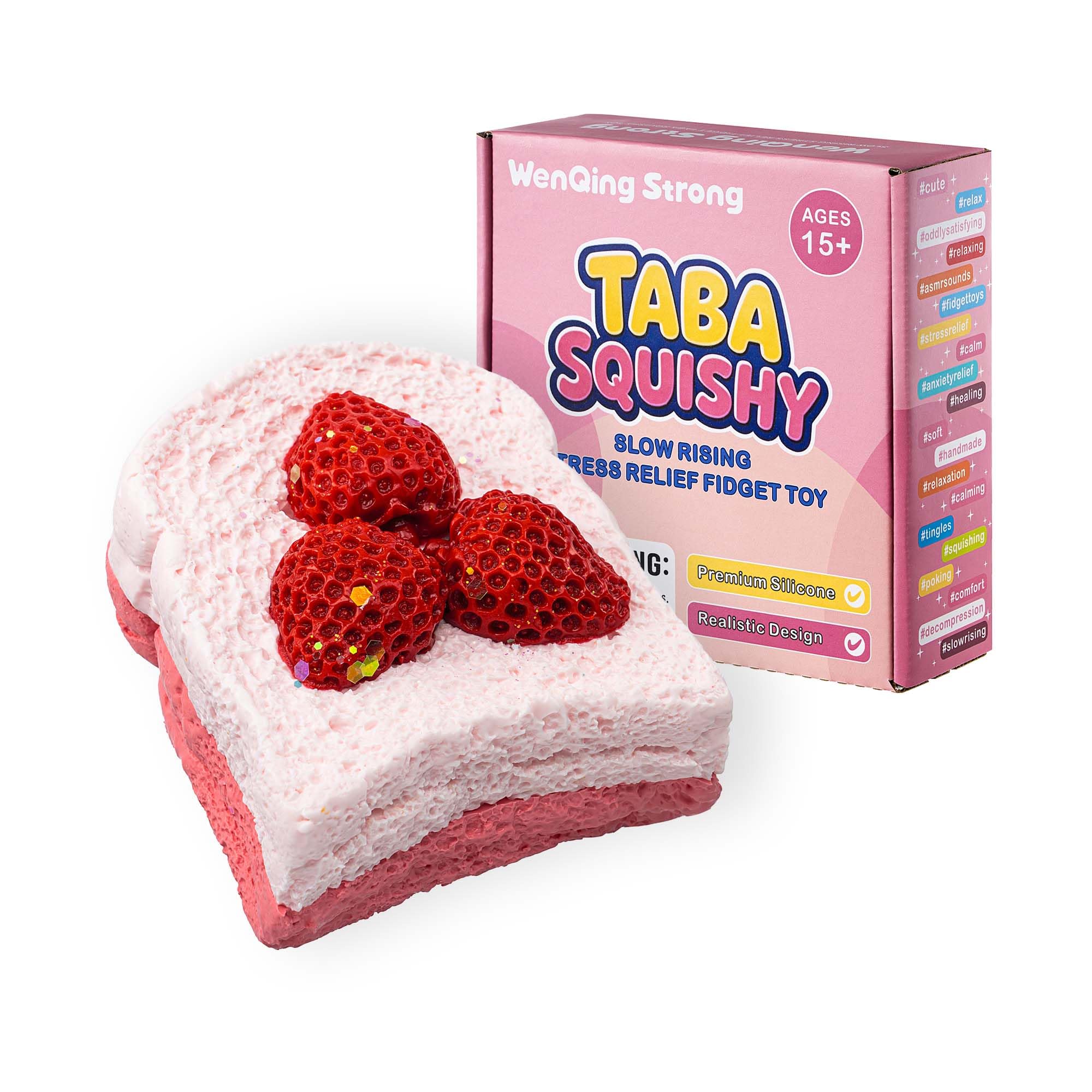 Amazon.com: Strawberry Cake Taba Squishy Toy, Kawaii Pink Fidget
