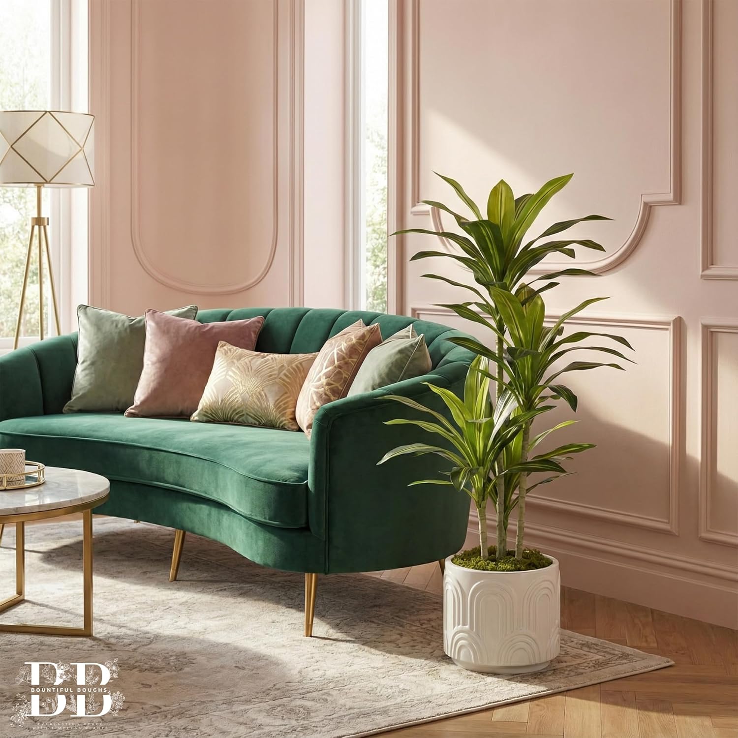 4’ (120 cm) Dracaena Artificial Tree with Small Black Pot & Moss – Lifelike Natural Look, Maintenance-Free, Indoor & Outdoor Plant for Home, Office, Balcony & Patio