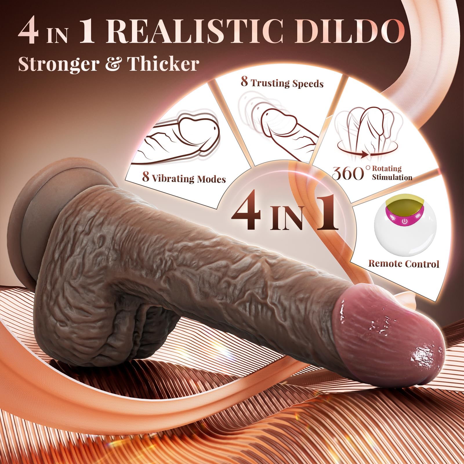 Dildo Thrusting Black 22,9 cm grande vibratore extra spesso, rotazione della spinta a tripla azione e vibrazione 8 modalità, dildo anale marrone per uomini giocattoli sessuali per donne coppie gay